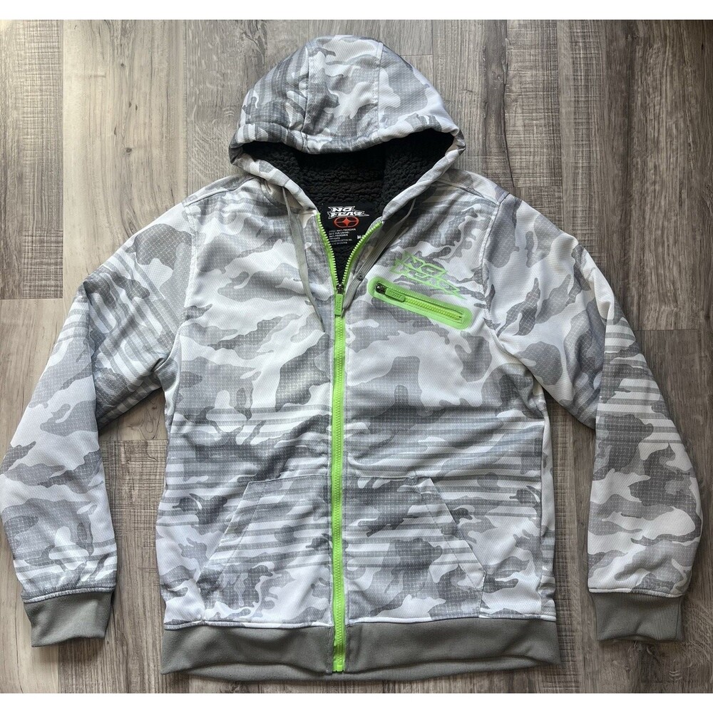 No Fear Sherpa Lined Mens Medium Hoodie Full Zip Camo Sweatshirt Long Sleeve